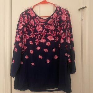 Floral Navy and Pink Women's Top Talbots